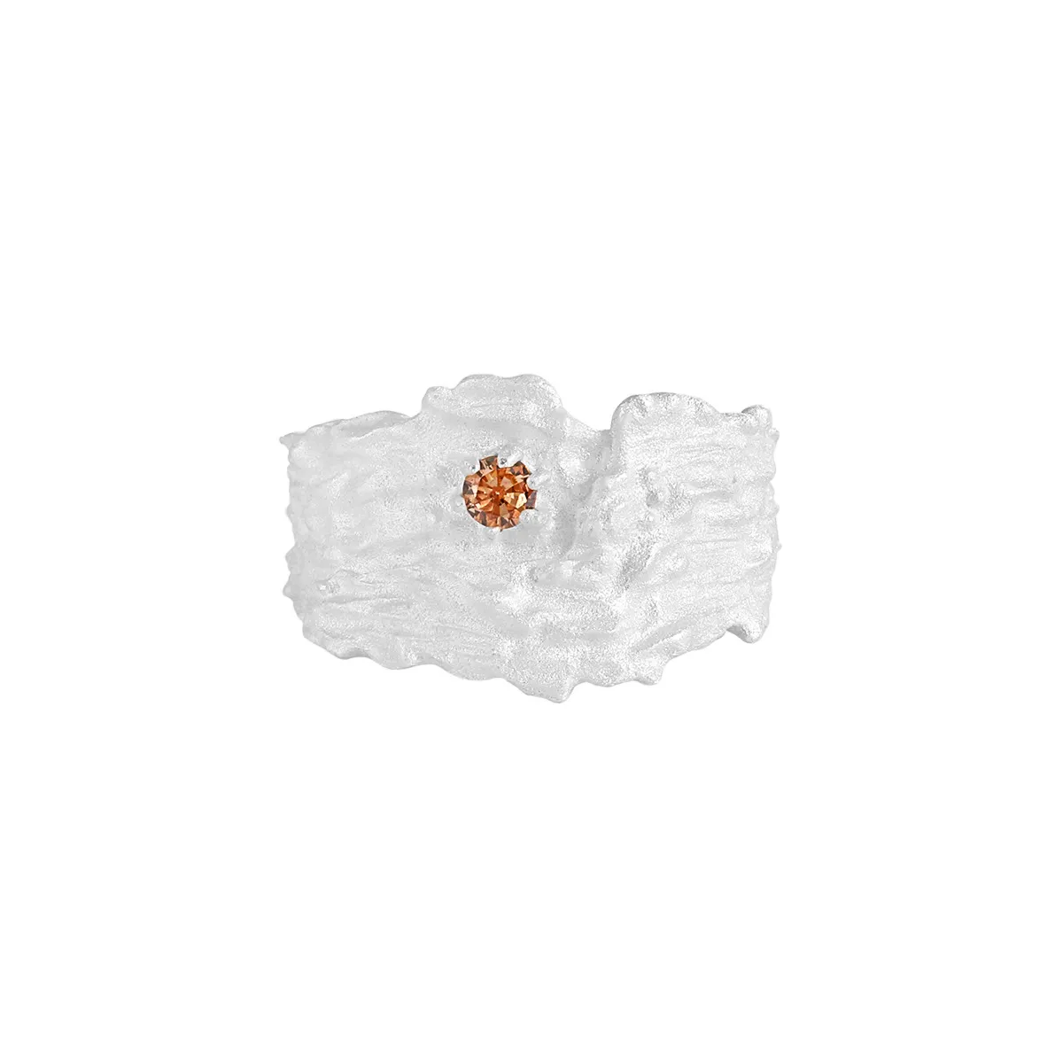 9 (1) Silver textured ring with a zircon gemstone, crafted from high-quality Silver 925.