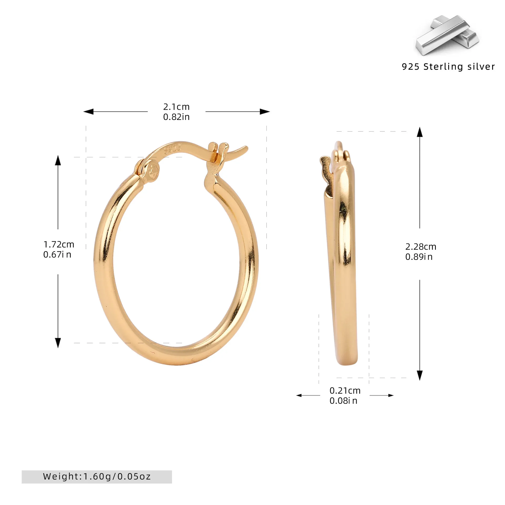 20MM (2) 20mm Hollow Hoop Earrings
