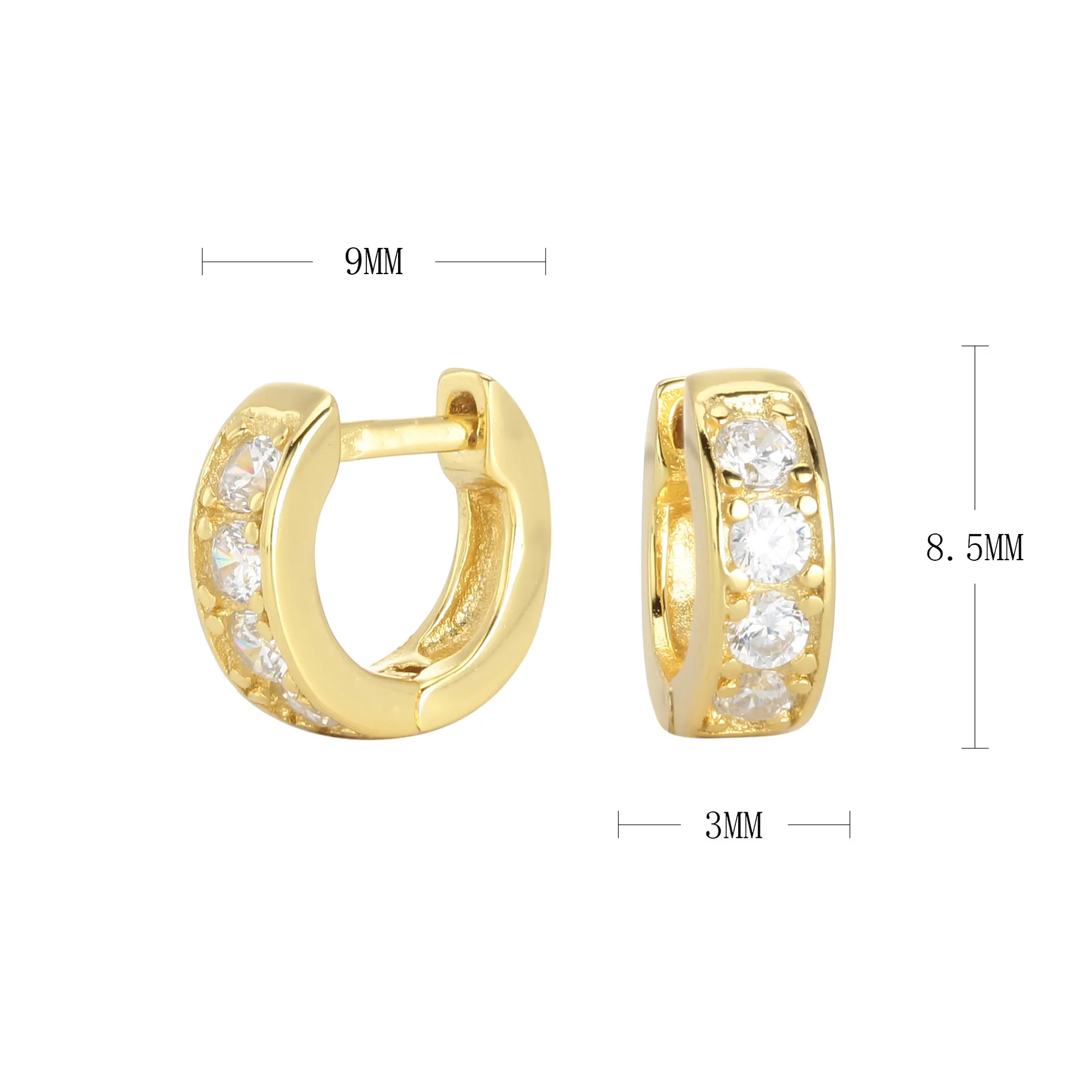 Wholesale 925 Sterling Silver - Small CZ Hoop Earrings