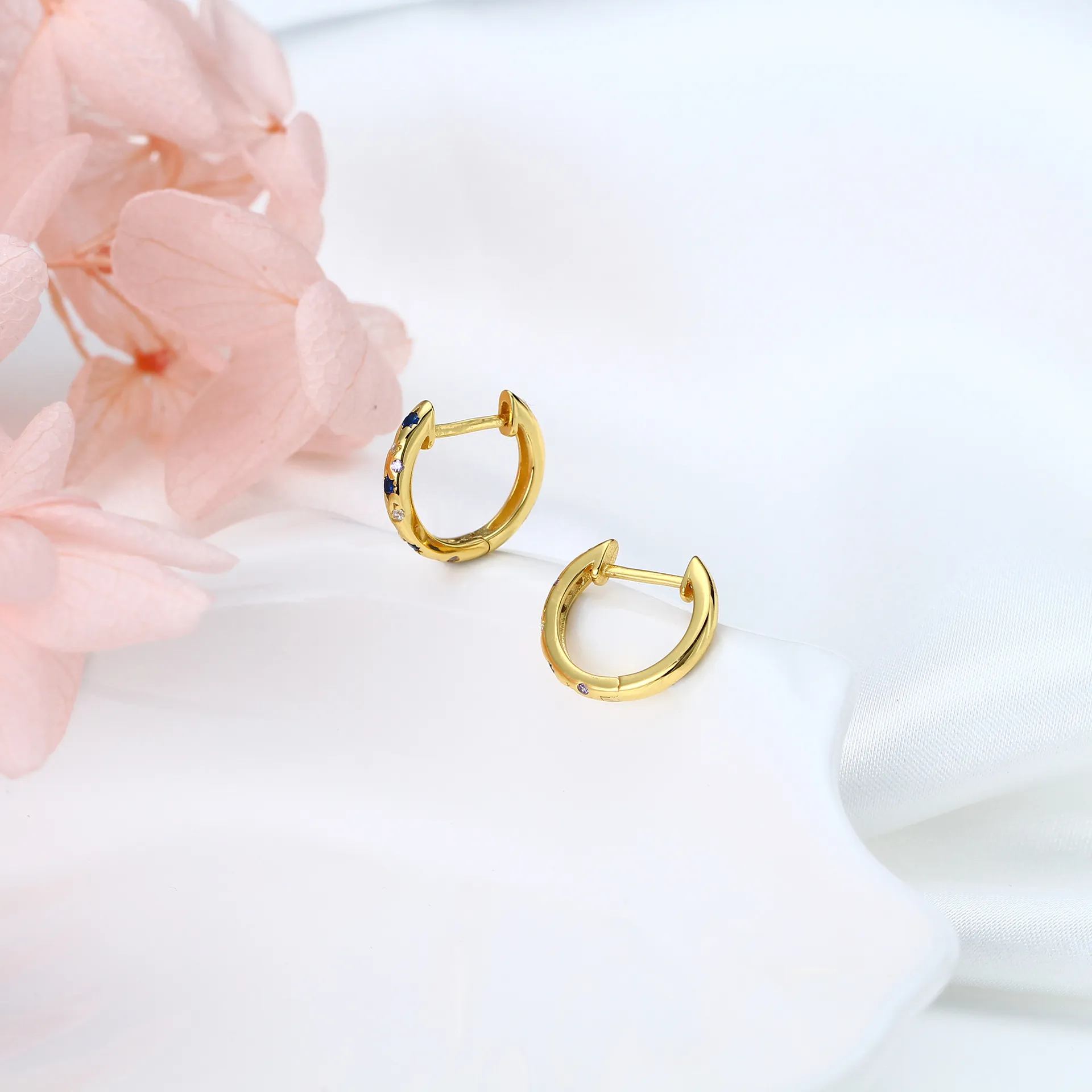 Eight Pointed Star Hoop Earrings