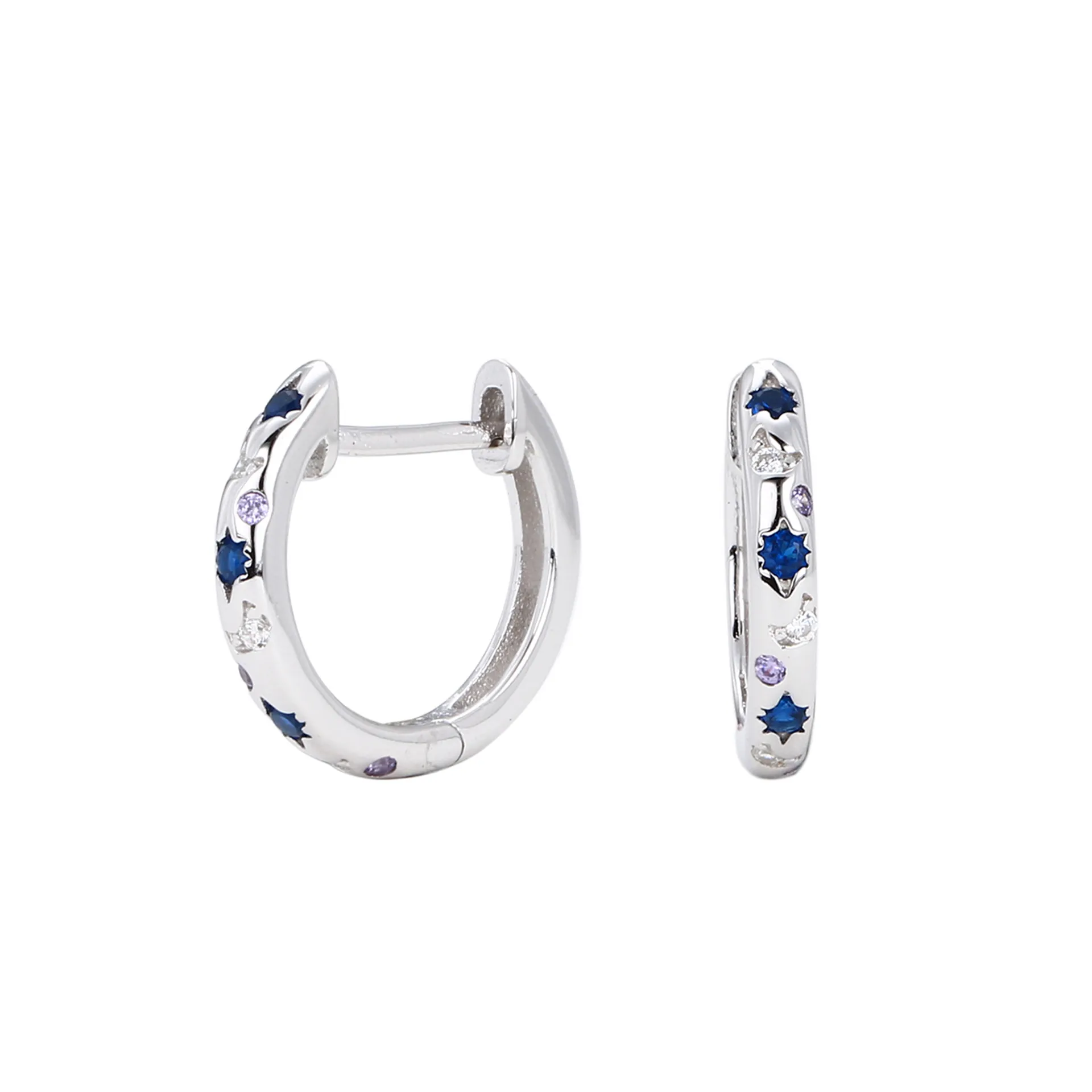 Eight Pointed Star Hoop Earrings