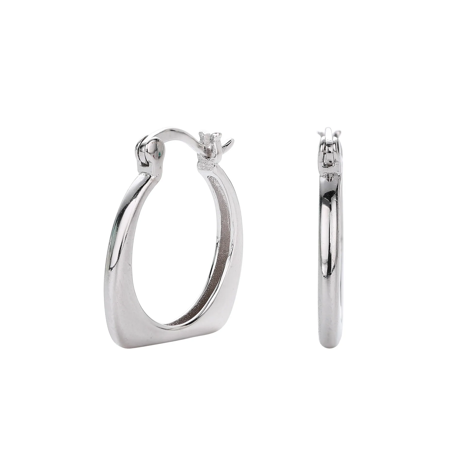 Wholesale 925 Sterling Silver - Geometric Shaped Hollow Hoop Earrings