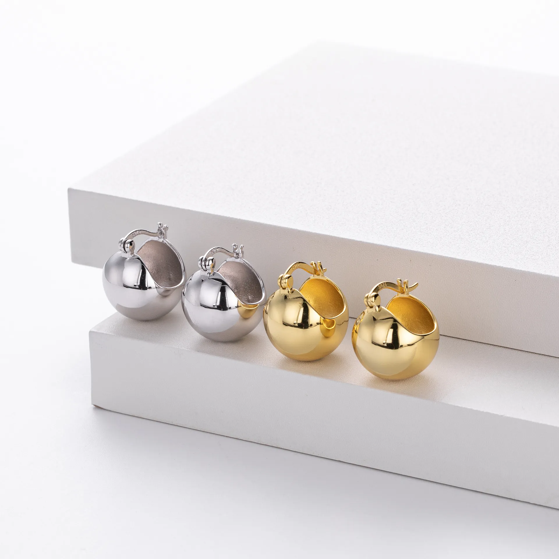 Half-ball Hoop Earrings