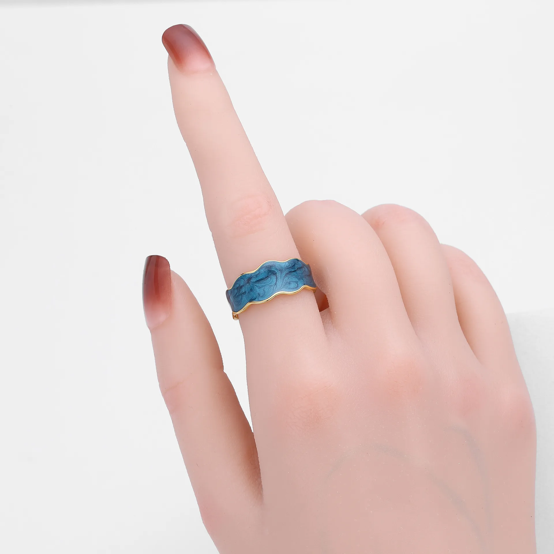 Wholesale 925 Sterling Silver - blue fashion simple paint high-end light luxury creative niche jewelry