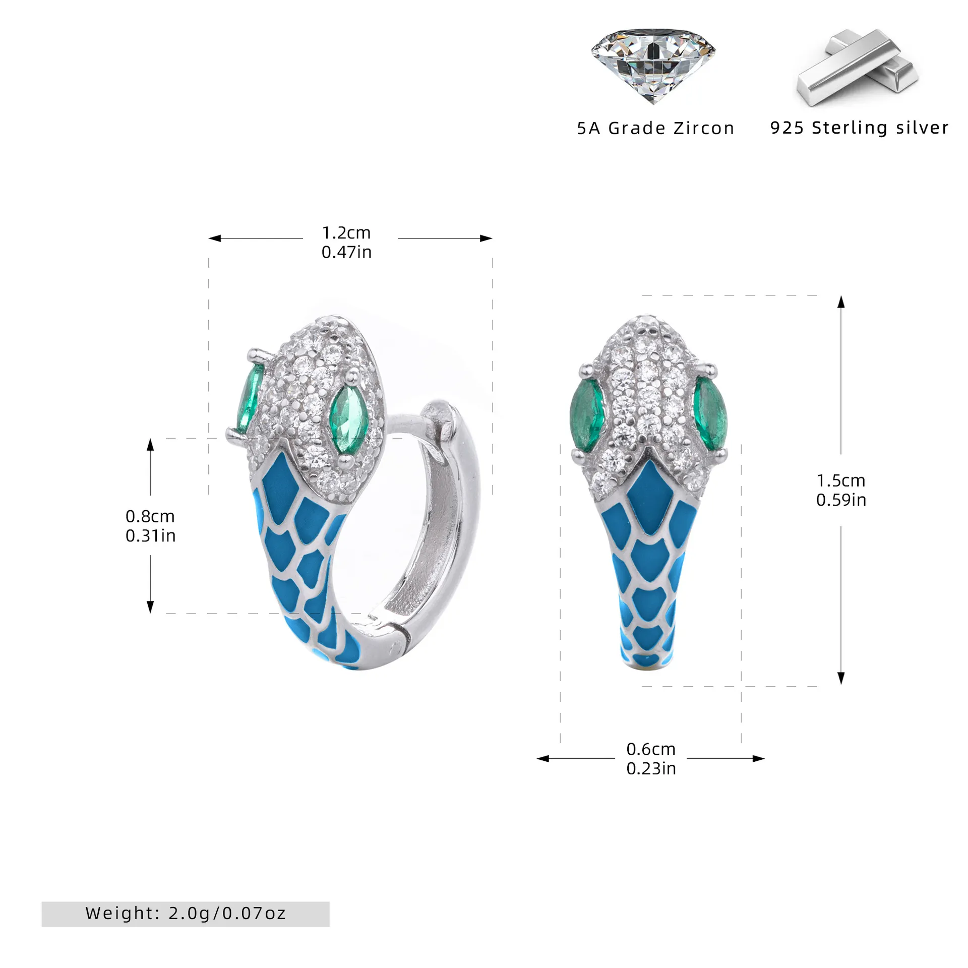 Wholesale 925 Sterling Silver - Snake Shapped Hoop Earrings