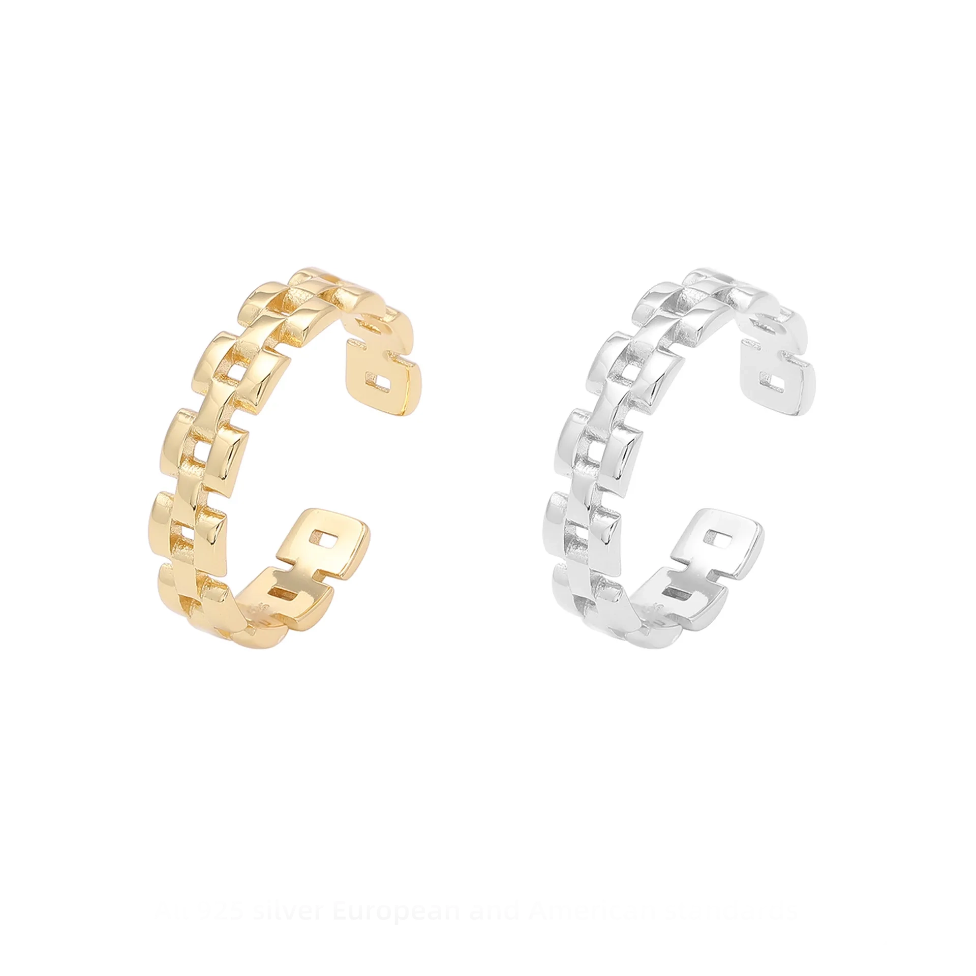 chain ring versatile trendy hip-hop strap ring Wholesale 925 Sterling Silver - chain ring versatile trendy hip-hop strap ring