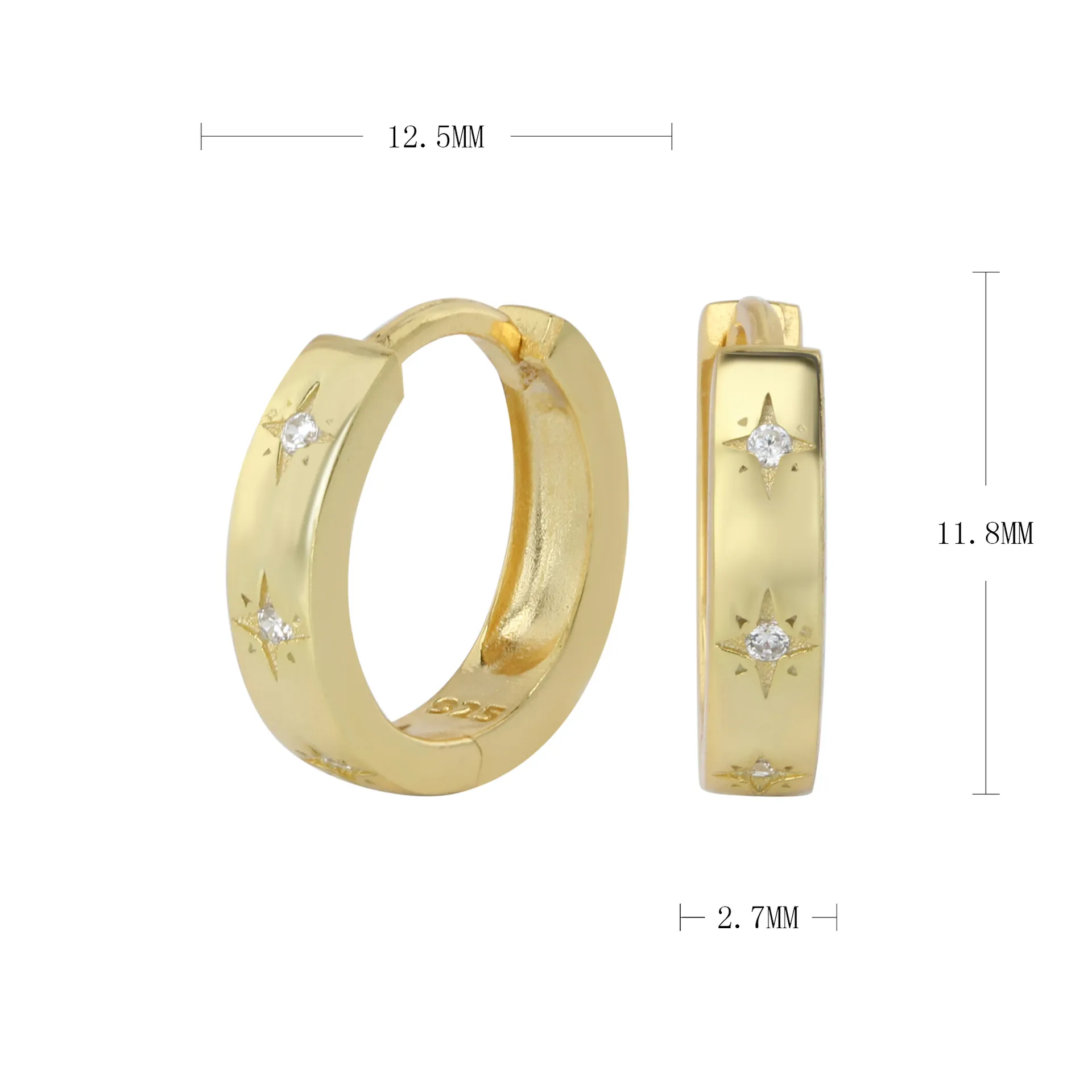 Wholesale 925 Sterling Silver - Star CZ Hoop Earrings