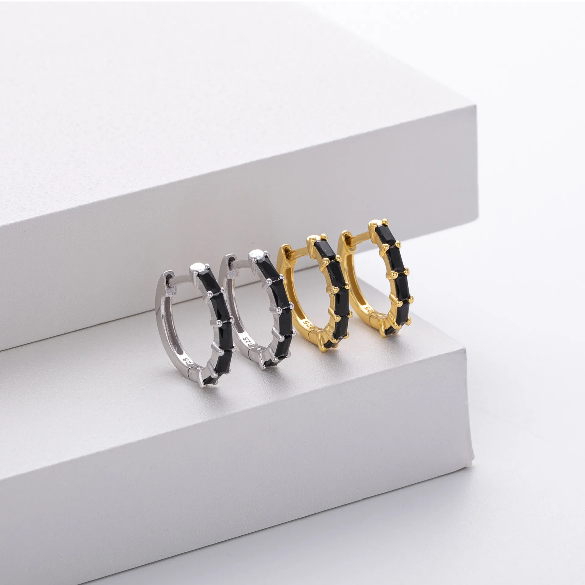 Baguette Gemstone Hoop Earrings Baguette Gemstone Hoop Earrings