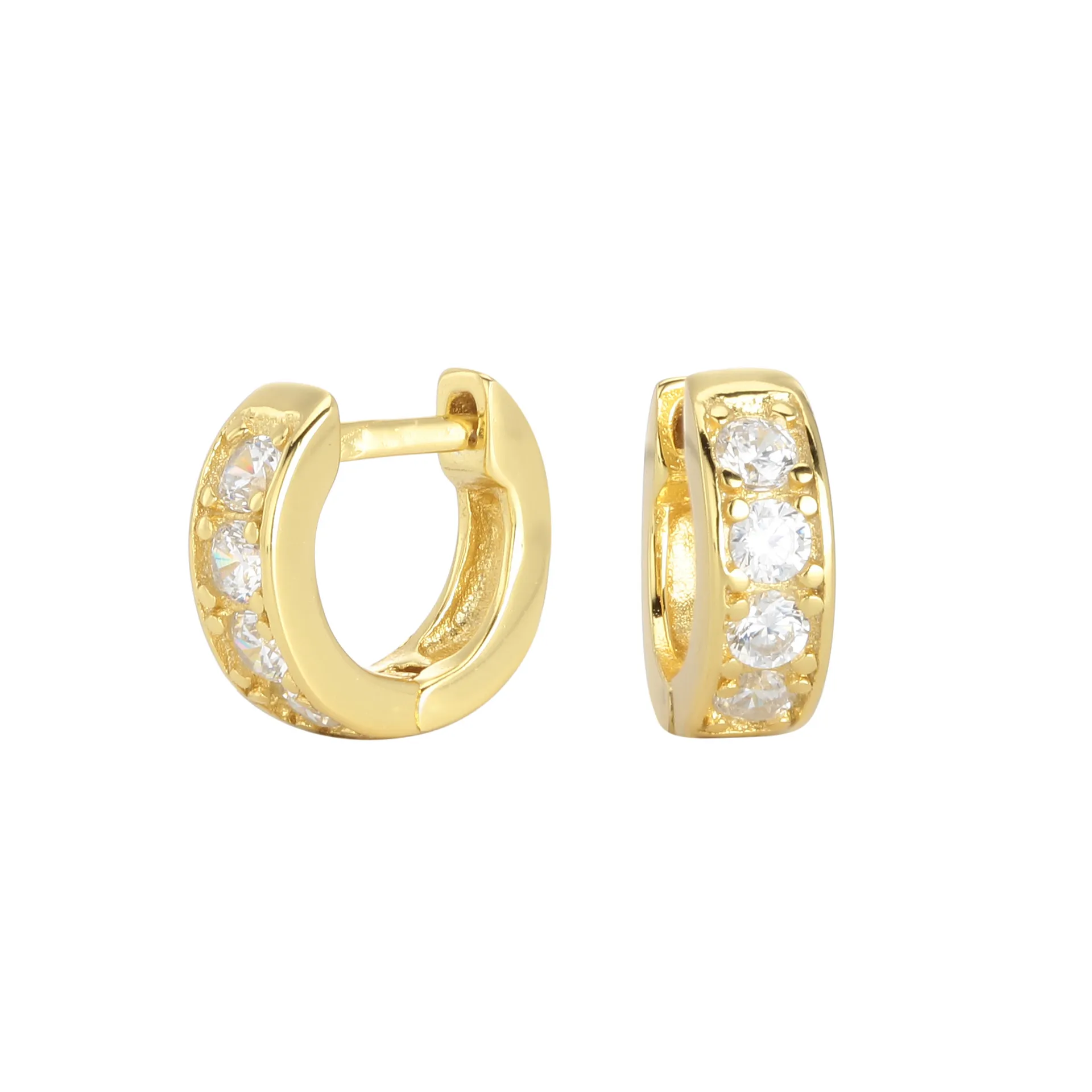 Wholesale 925 Sterling Silver - Small CZ Hoop Earrings