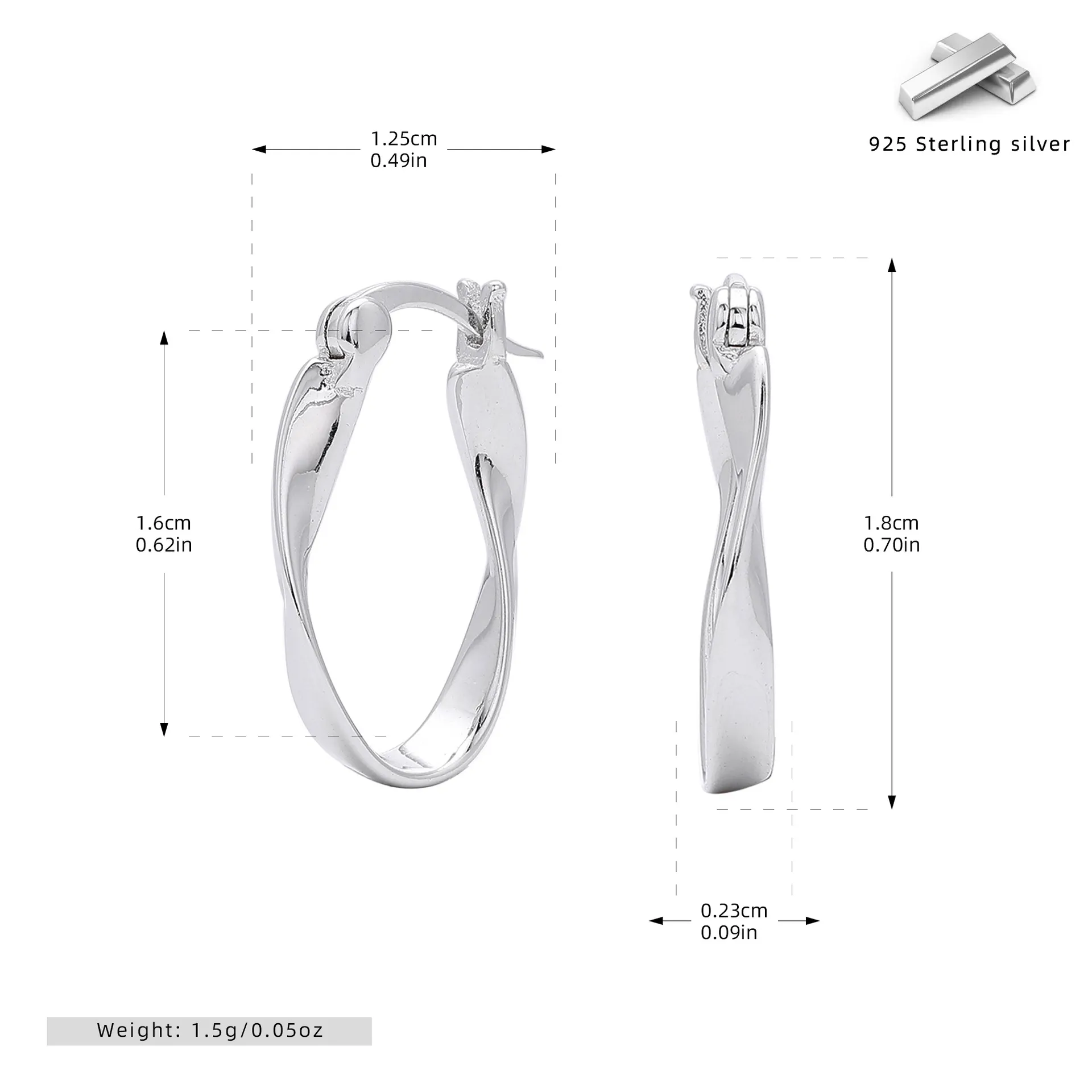 Wholesale 925 Sterling Silver - Mobius Hoop Earrings