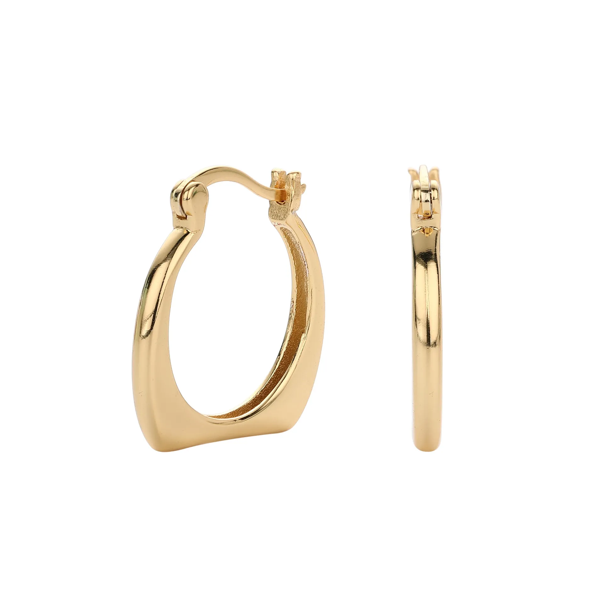 Wholesale 925 Sterling Silver - Geometric Shaped Hollow Hoop Earrings