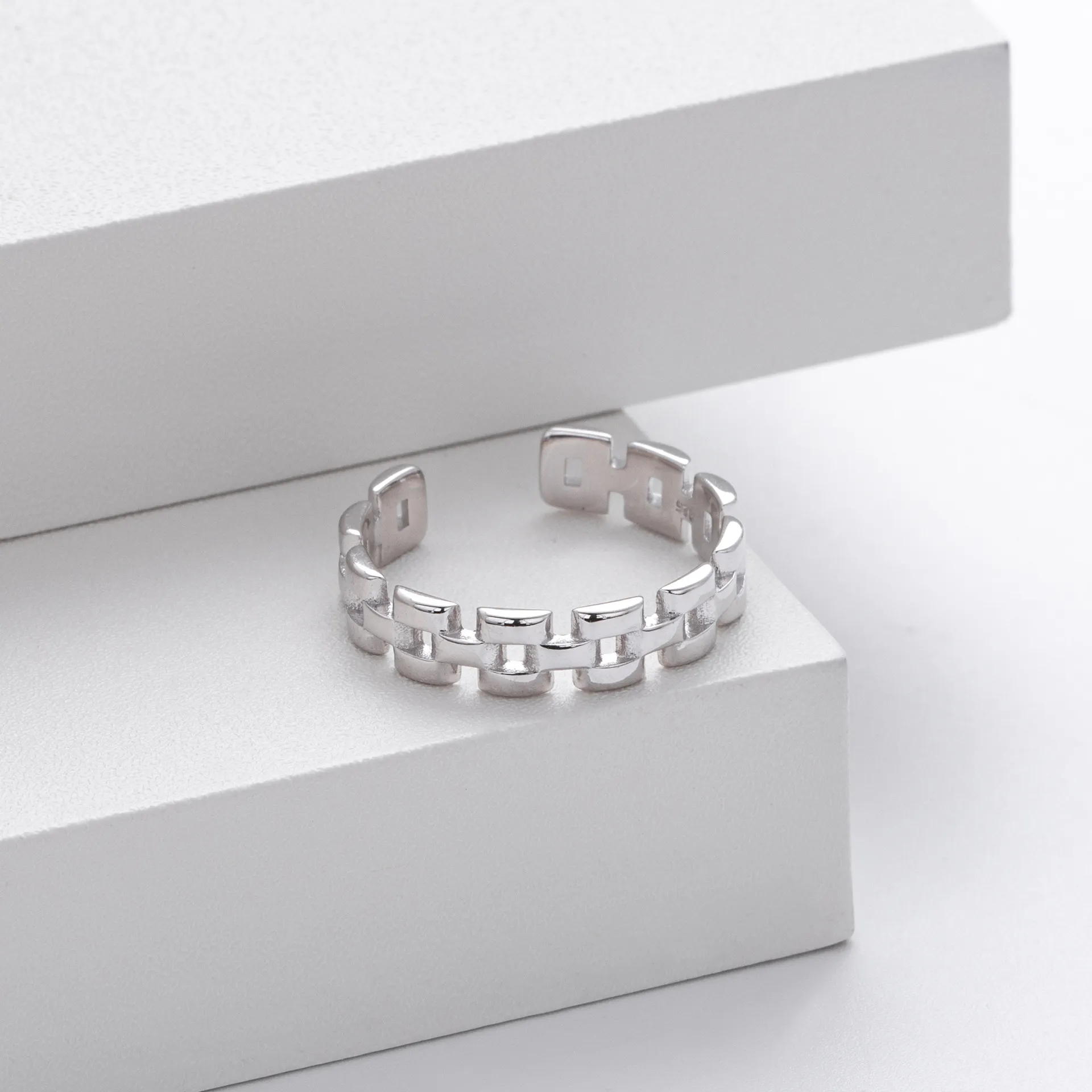 Contemporary Chain Wholesale 925 Sterling Silver - chain ring versatile trendy hip-hop strap ring