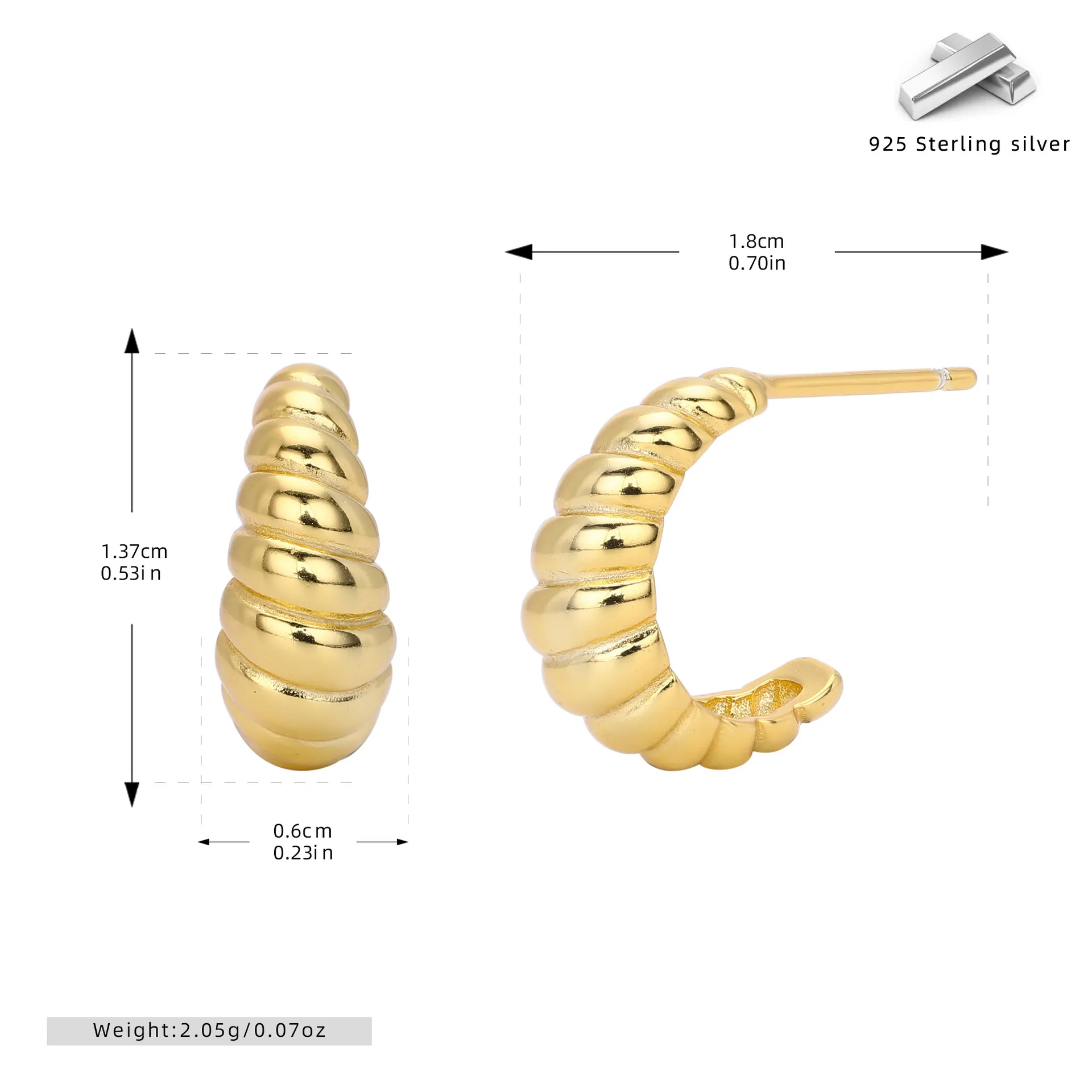 wholesale 925 sterling silver - "helical grace" earrings