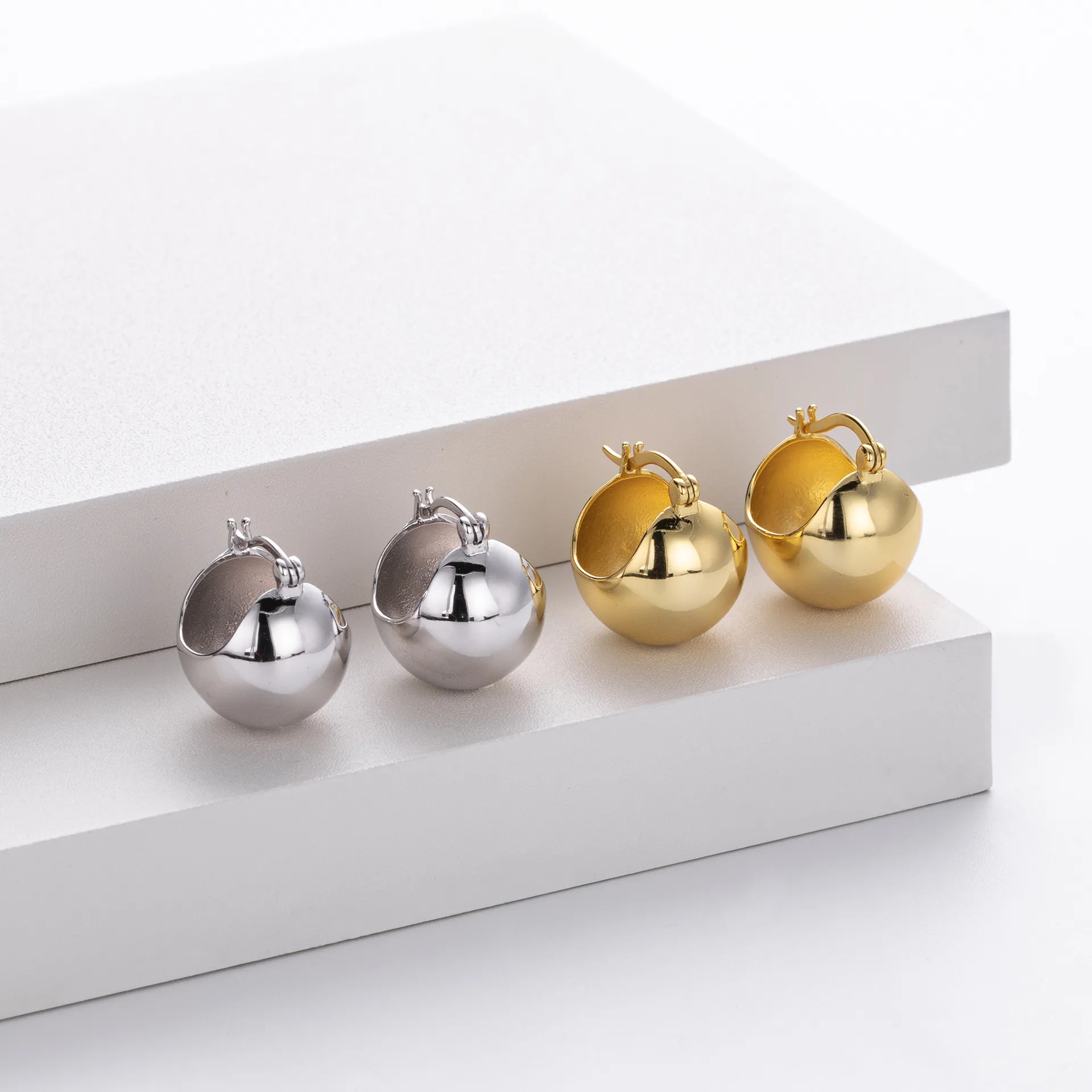 Half-ball Hoop Earrings