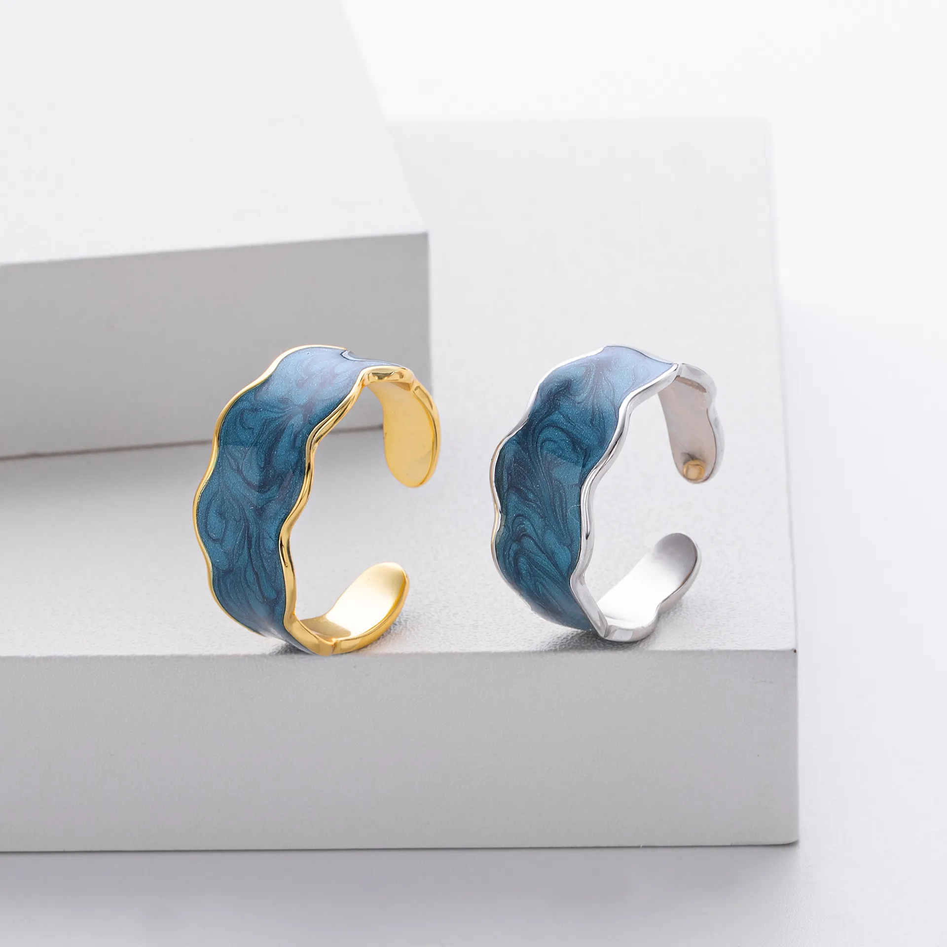 Wholesale 925 Sterling Silver - blue fashion simple paint high-end light luxury creative niche jewelry