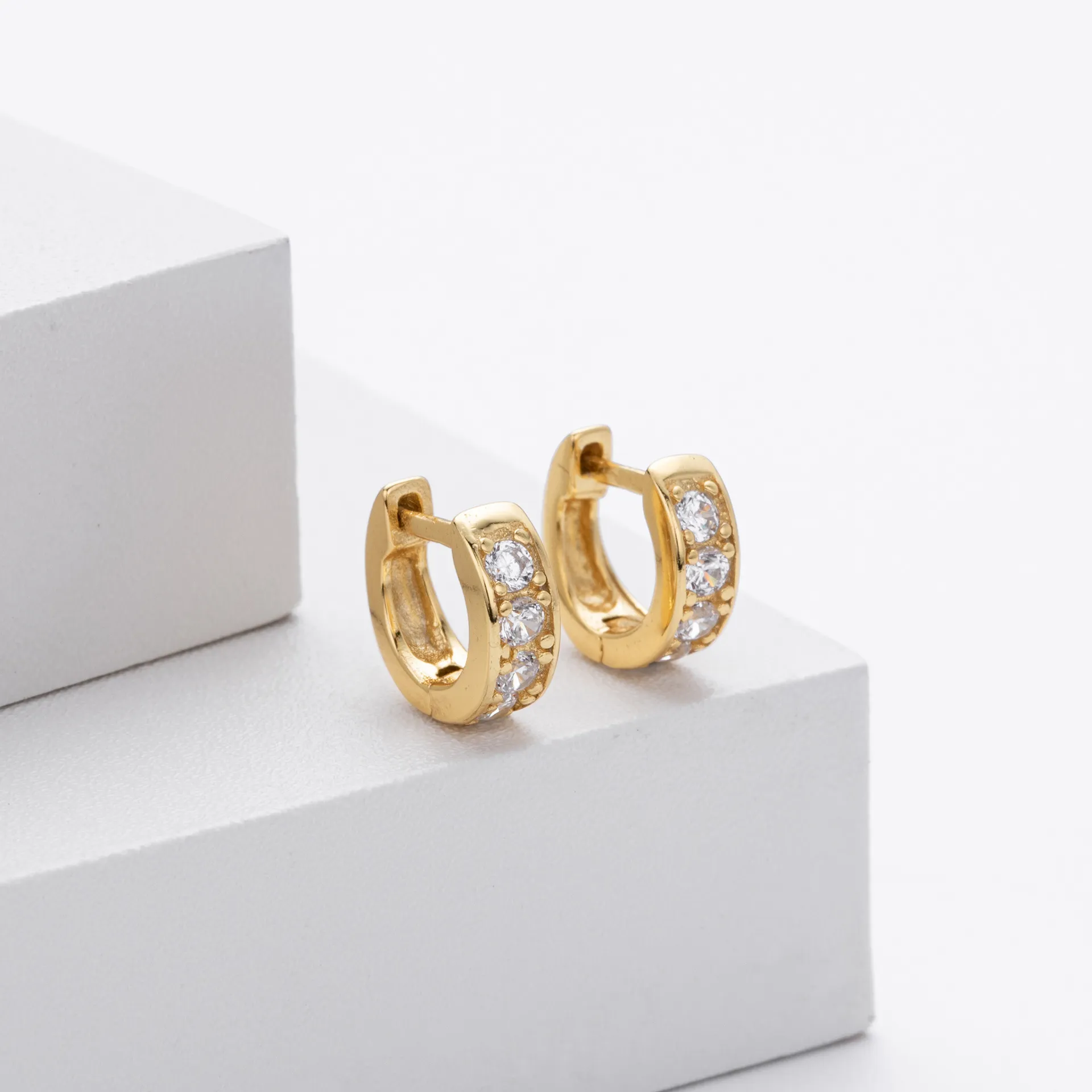 Wholesale 925 Sterling Silver - Small CZ Hoop Earrings