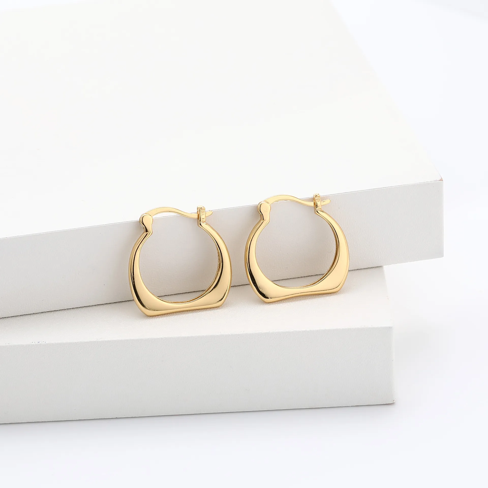 Wholesale 925 Sterling Silver - Geometric Shaped Hollow Hoop Earrings