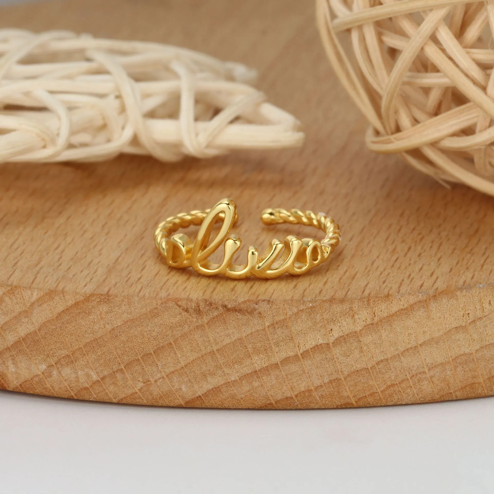 Letter ring Gilded Frond