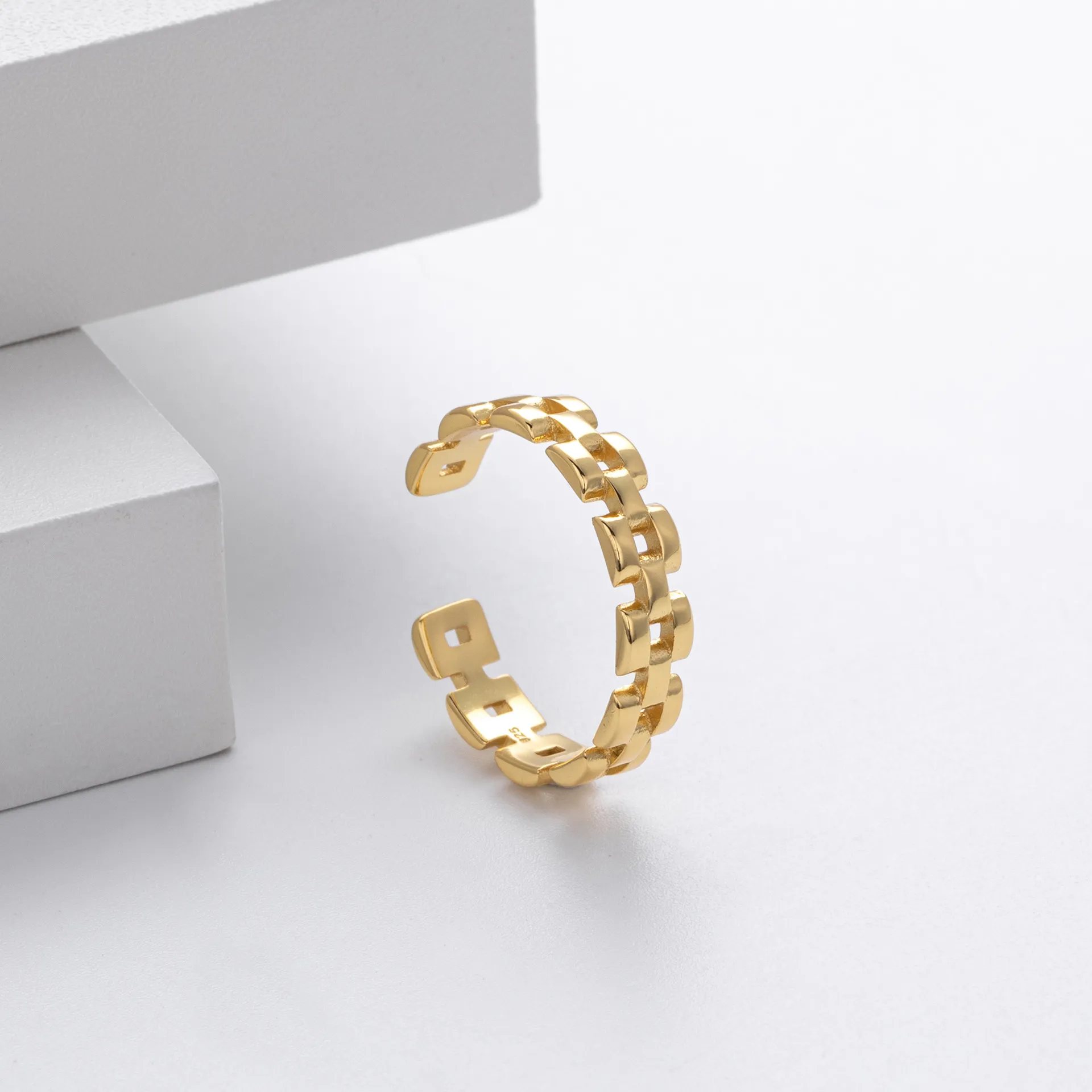 Contemporary Chain Wholesale 925 Sterling Silver - chain ring versatile trendy hip-hop strap ring