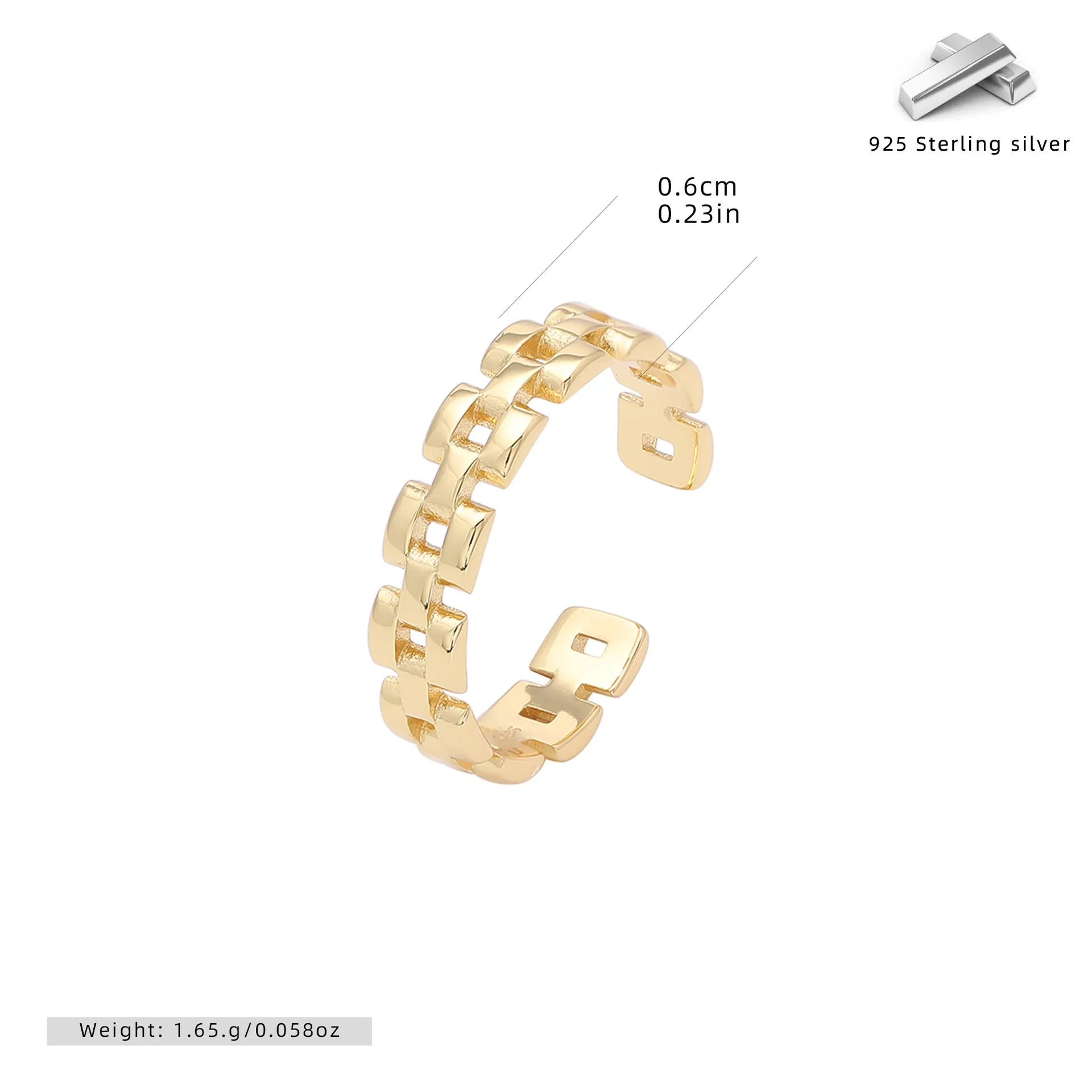 Contemporary Chain Wholesale 925 Sterling Silver - chain ring versatile trendy hip-hop strap ring