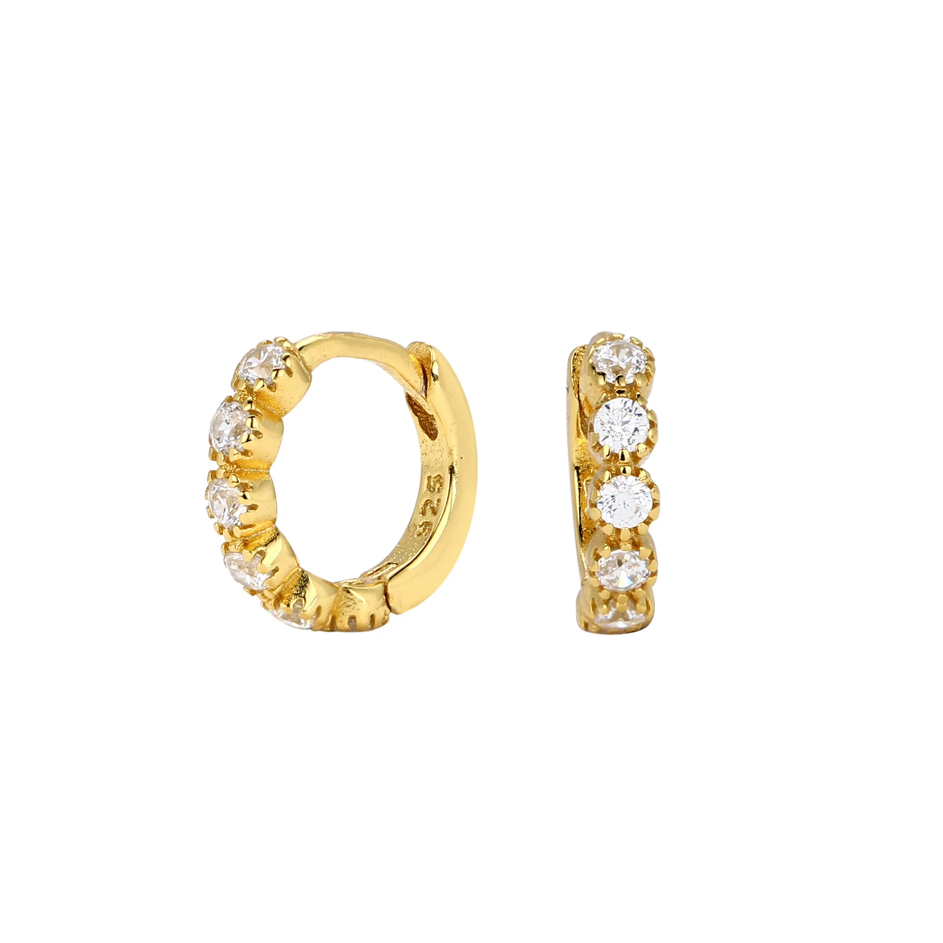 Wholesale 925 Sterling Silver - 5mm CZ Hoop Earrings