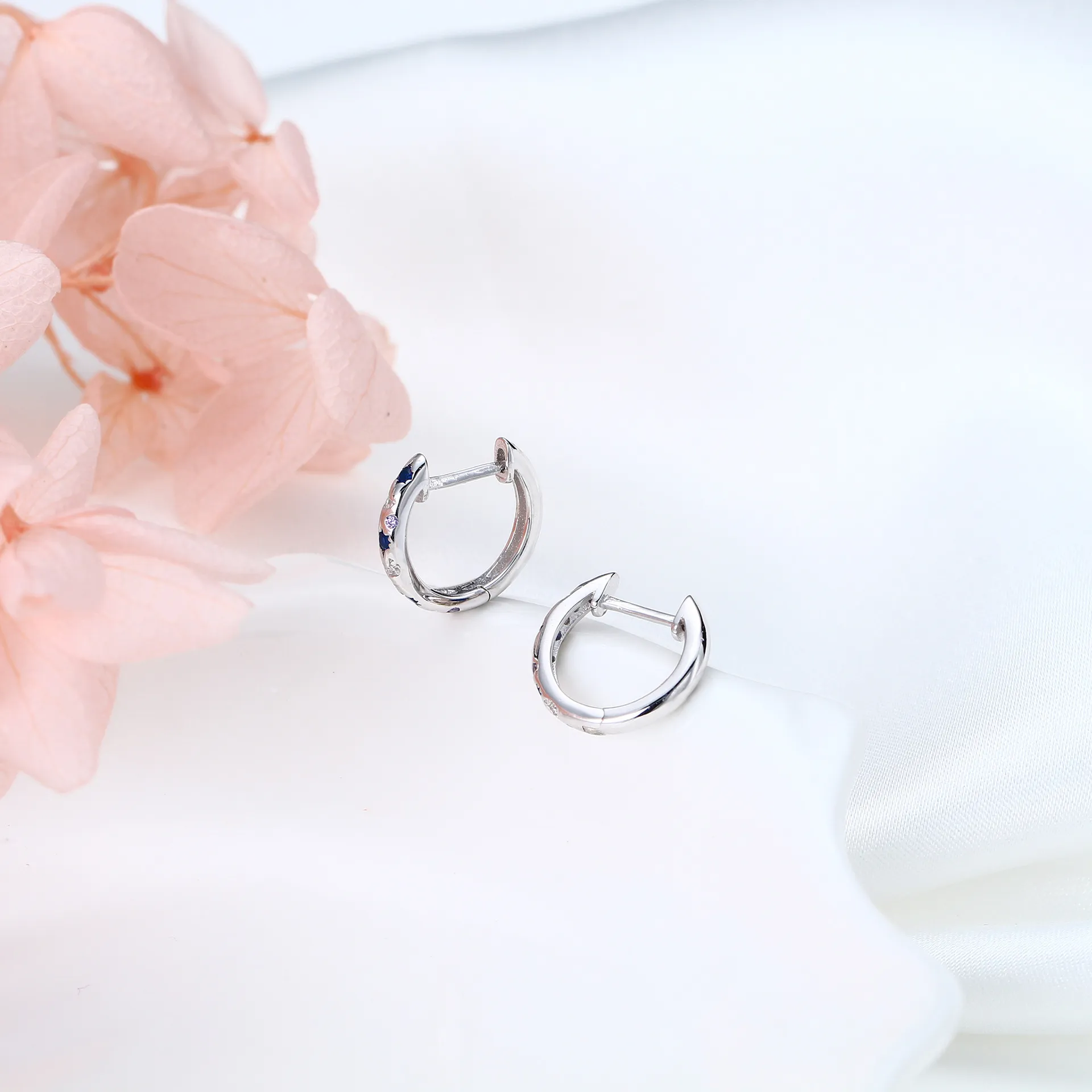 Eight Pointed Star Hoop Earrings