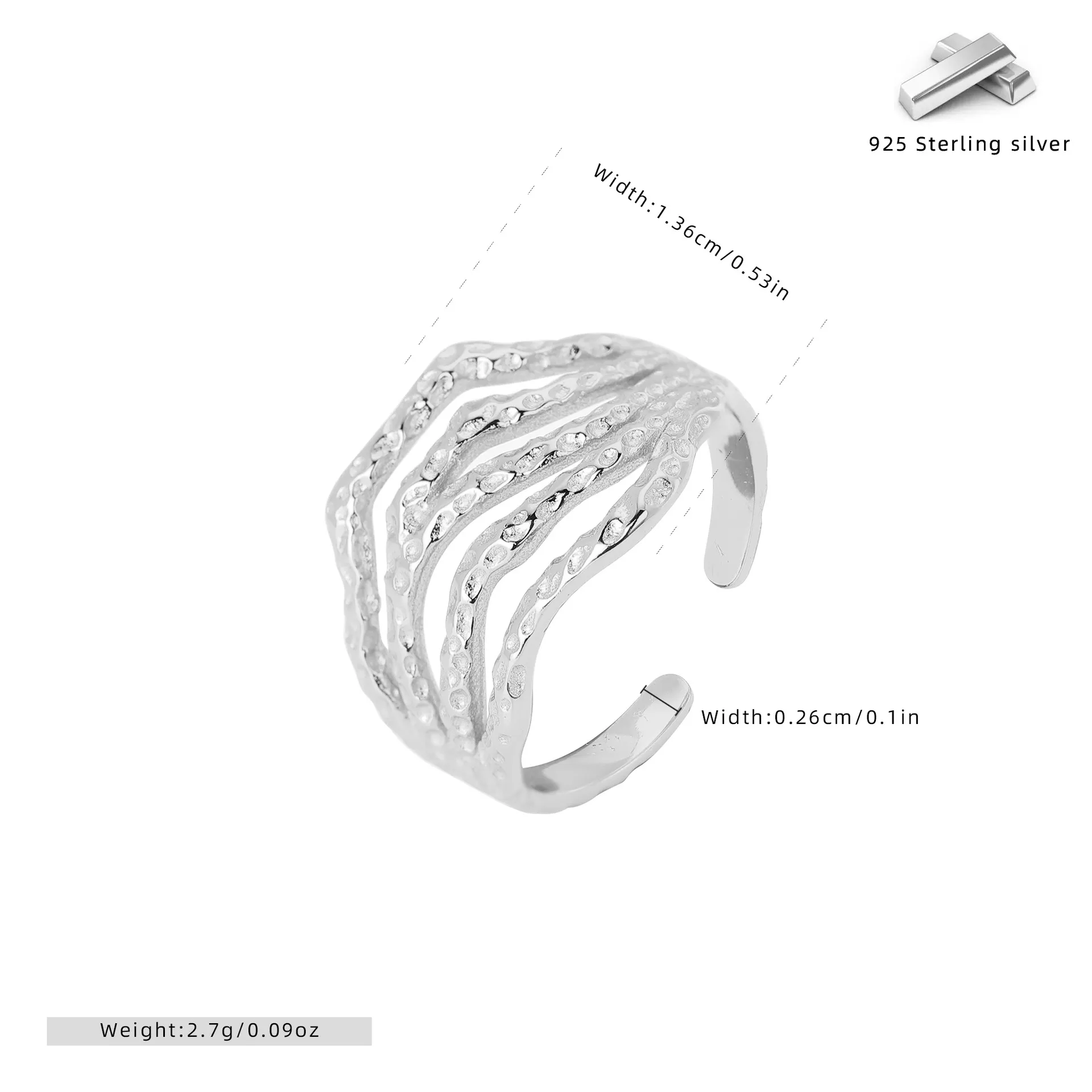 Wholesale 925 Sterling Silver - Rippled Elegance