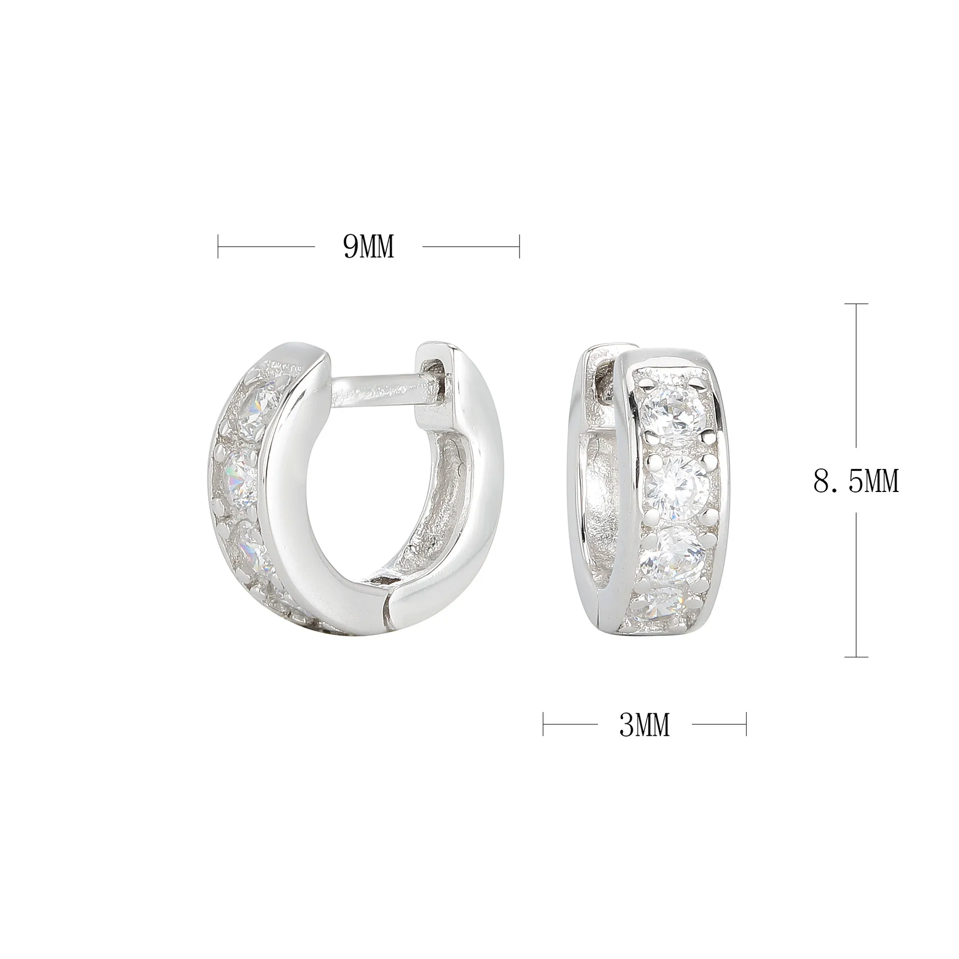 Wholesale 925 Sterling Silver - Small CZ Hoop Earrings