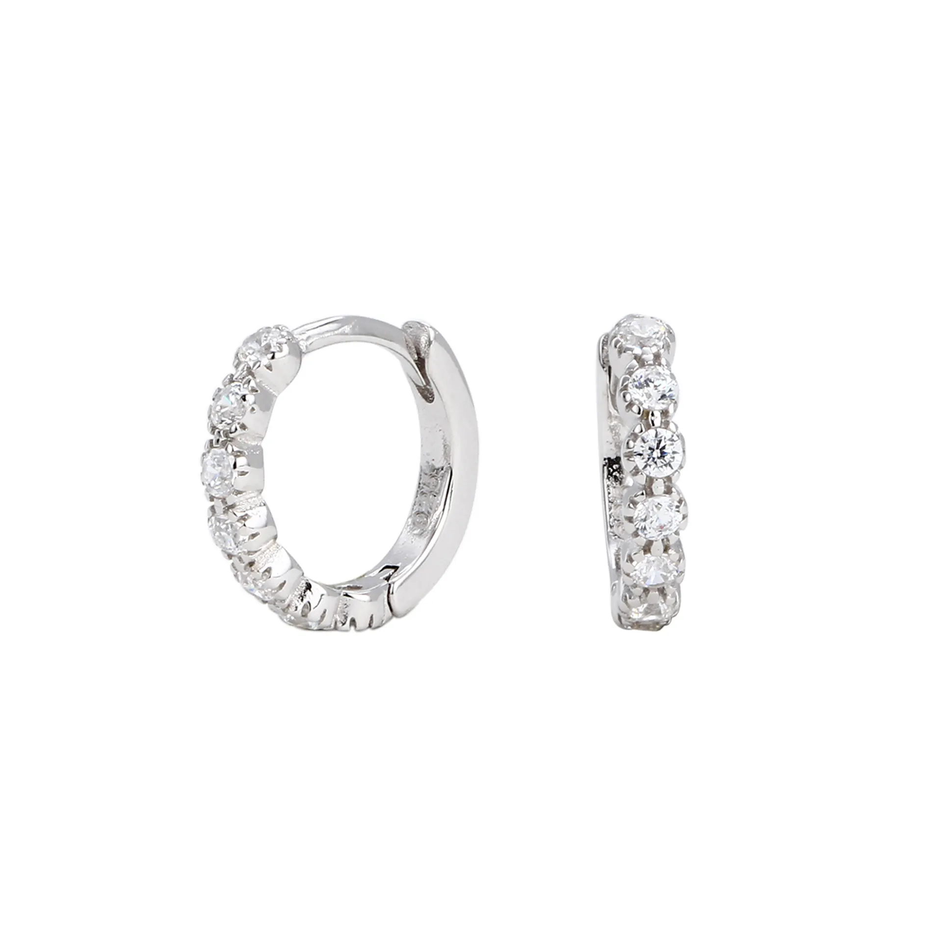 Wholesale 925 Sterling Silver - 5mm CZ Hoop Earrings