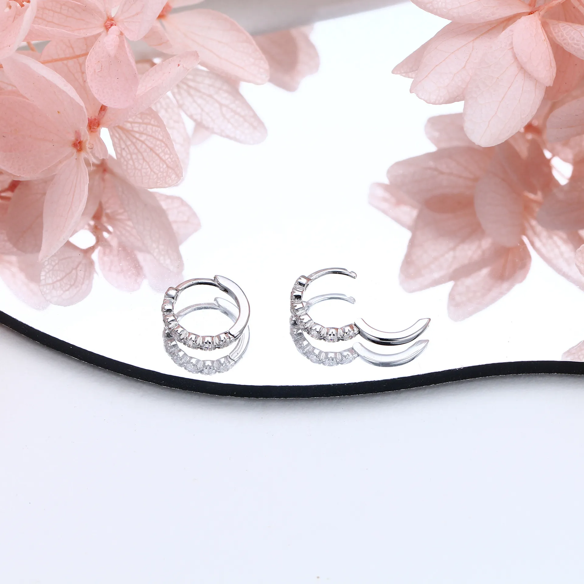 Wholesale 925 Sterling Silver - 5mm CZ Hoop Earrings
