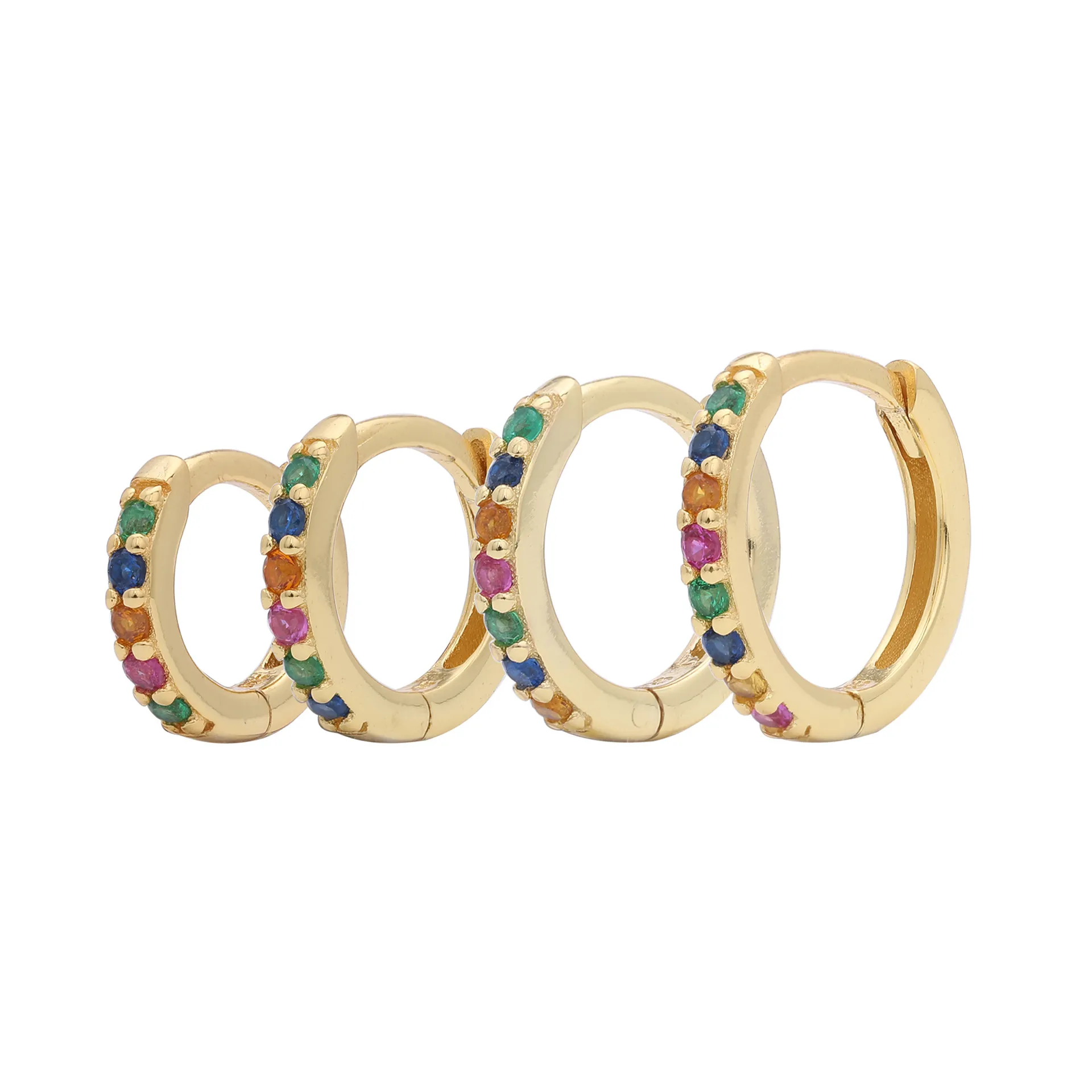 Wholesale 925 Sterling Silver - 6mm Coloured CZ Hoop Earrings