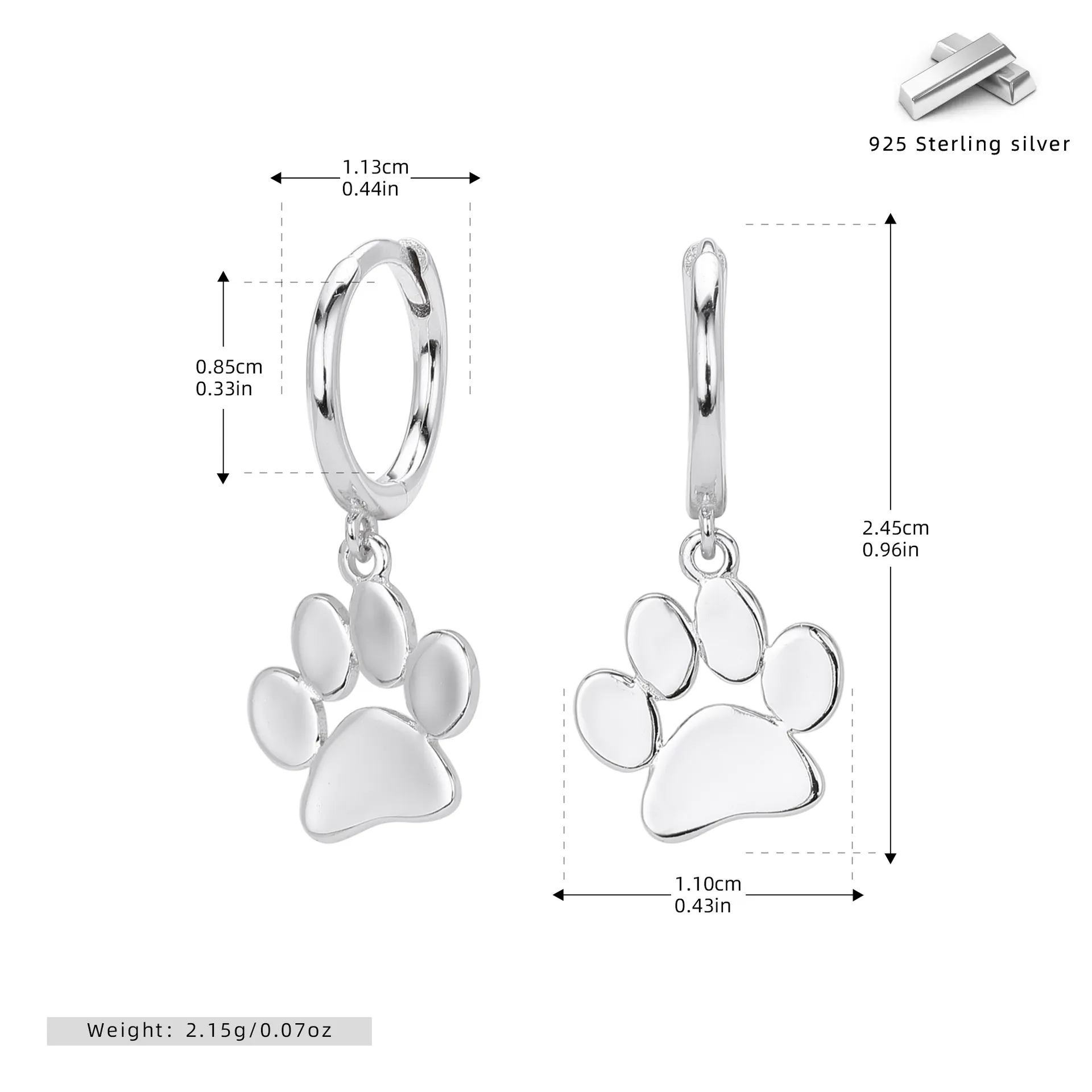 Golden Pet Paw Earrings