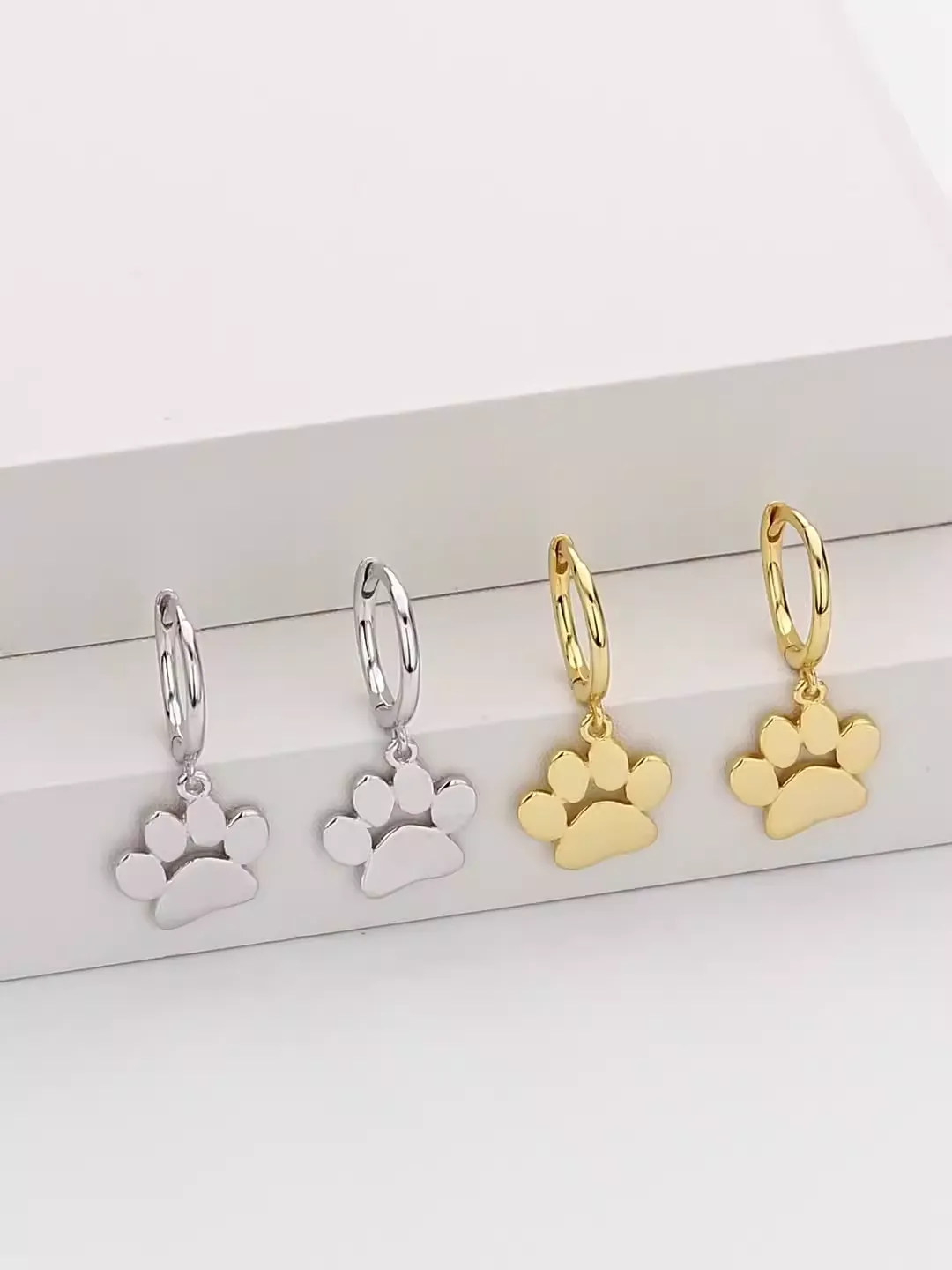 Golden Pet Paw Earrings