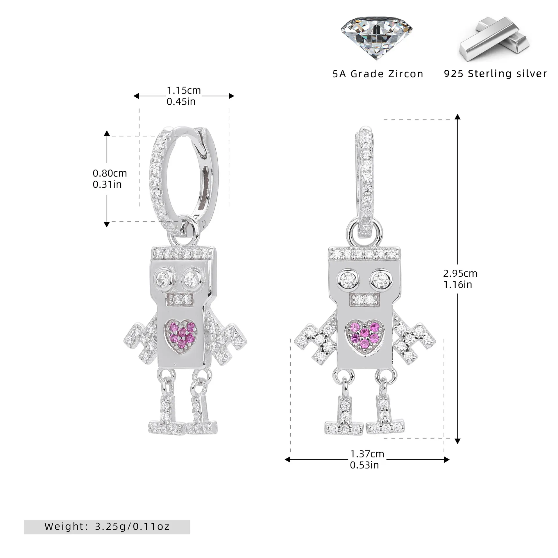 RoboLove - Sterling Silver Earrings